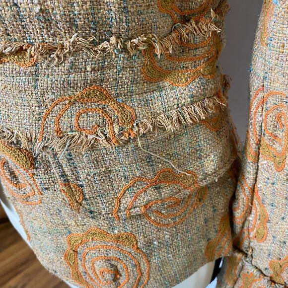 Pamela Brown Textured Floral Jacket Blazer Womens - Picture 3 of 16